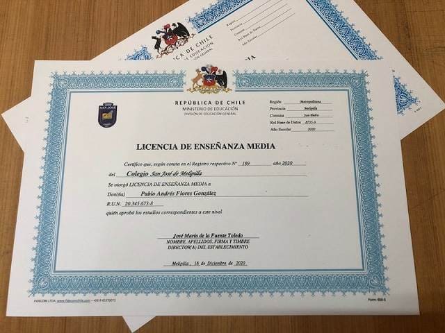 Comprar Certificado de Enseñanza Media en Chile